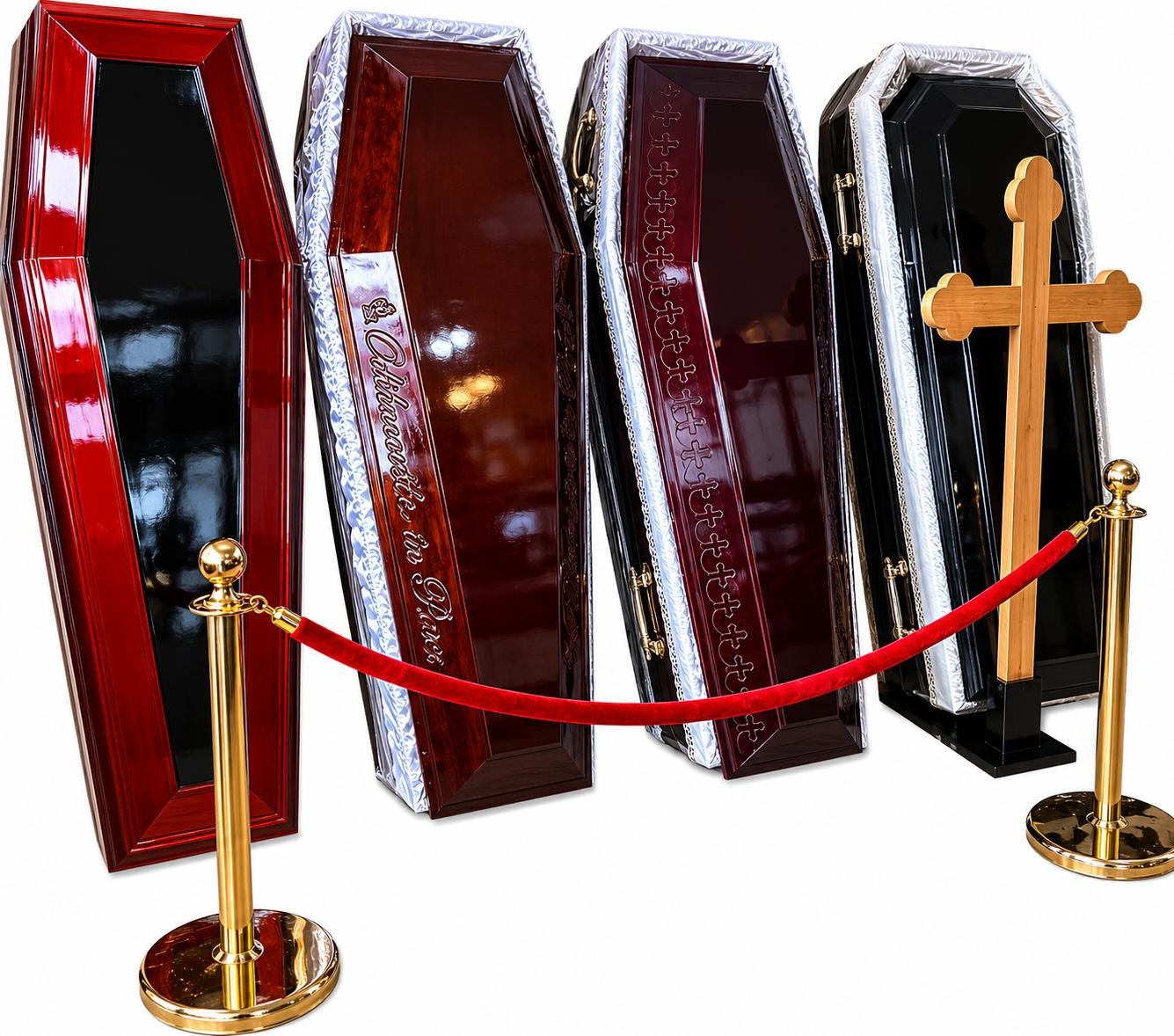 Gamă sicrie de lux — prezentare showroom